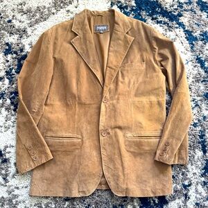 Wilsons Leather Tan Blazer Size Large Men Suit Jacket Button Pockets